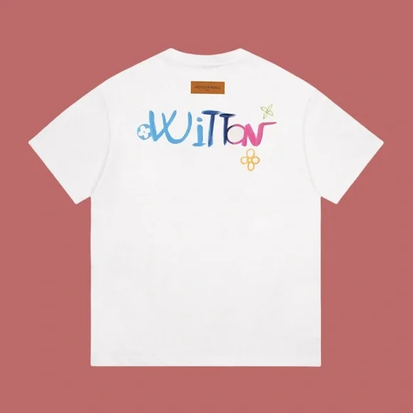 Louis Vuitton White Tee with Orange Logo